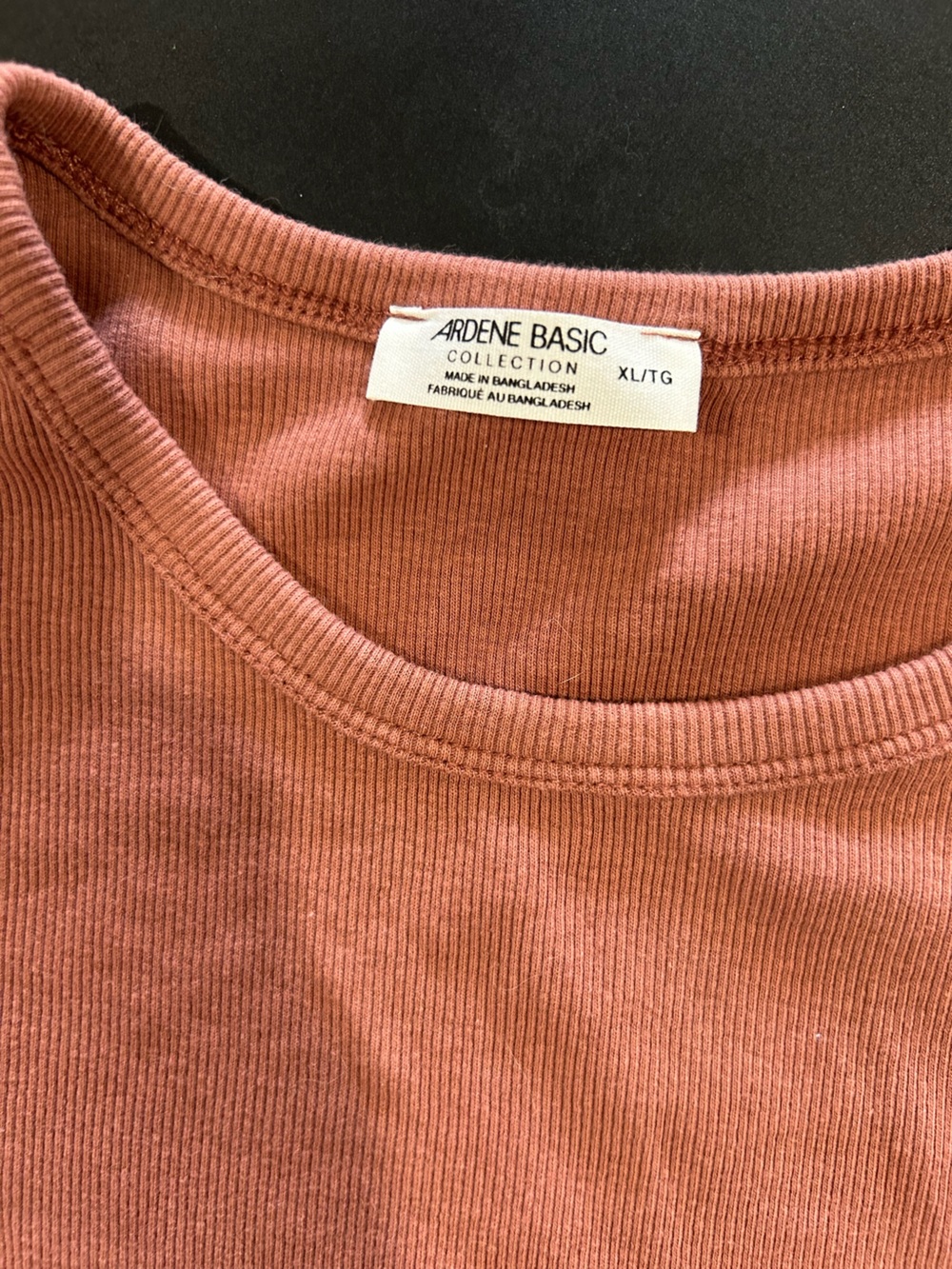 Ardene Rust Coral Ribbed Short Sleeve Top - Picture 2 of 2